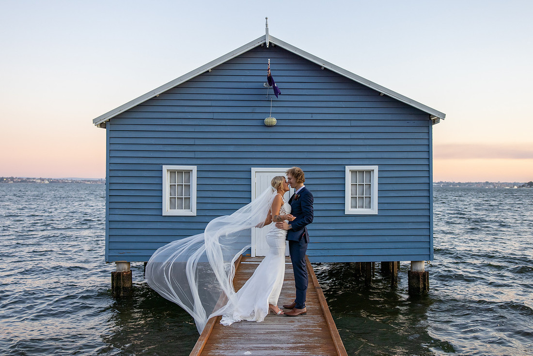 Perth Wedding Photographer - Blue Boat House Bride and Groom Photo